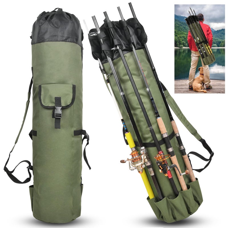OROOTL Fishing Rod Bag Pole Case, Portable Large Capacity Fishing Pole Carrier Case Oxford Waterproof Fishing Rod Organizer Travel Bag Fishing Gift for Men - Image 1